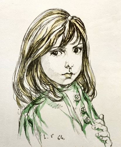 藤田嗣治　「3つのボタンのついた服の女の子」の買取画像
